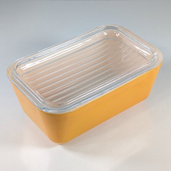 Vintage Pyrex Yellow 0502 Refrigerator Dish 1 1/2 Pint w/Glass Ribbed Lid 502-C - Picture 6 of 11